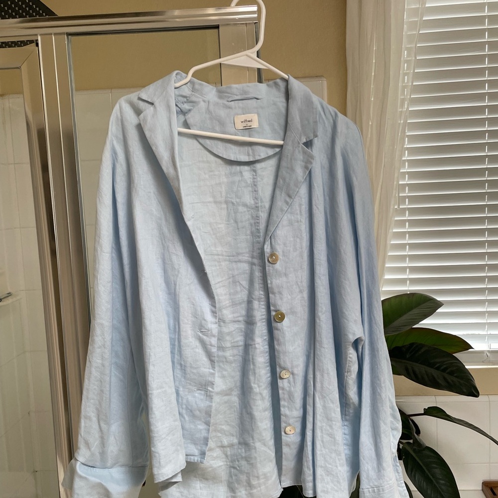 Wilfred Blue Button Down Shirt Lightweight Casual